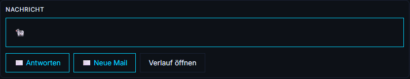Bereich Nachricht in der EventCard: die letzte Nachricht des Kunden, darunter die Knöpfe Antworten, Neue Mail und Verlauf öffnen